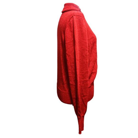 Forever 21 Plus Size 3X Red Metallic Shimmer Turtleneck Sweater Holiday Glam - Picture 9 of 10